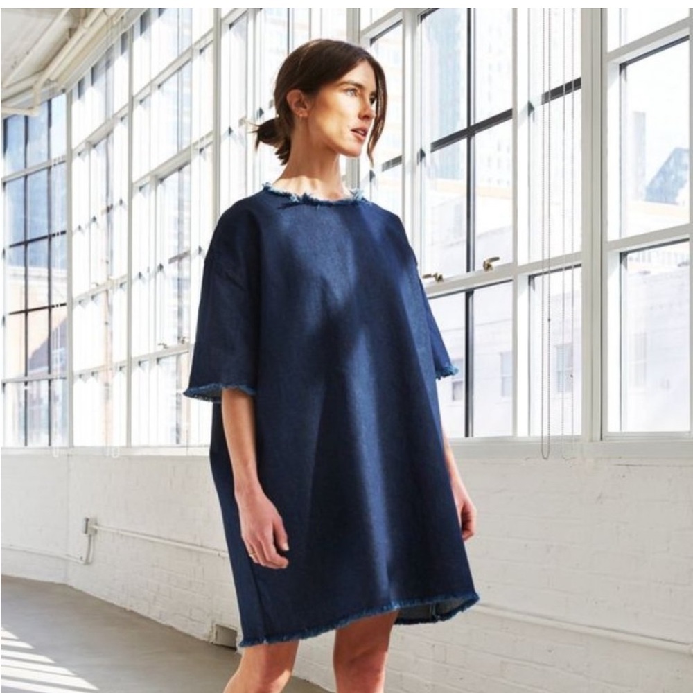 Ashley Rowe BLACK DENIM MIDI DRESS ONE SIZE O/S